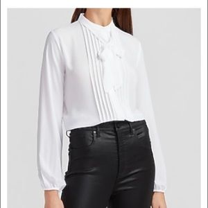 EXPRESS - Pleated Tie Neck Portofino Shirt